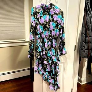 Floral asymmetrical high neck dress NEW WITH TAGS